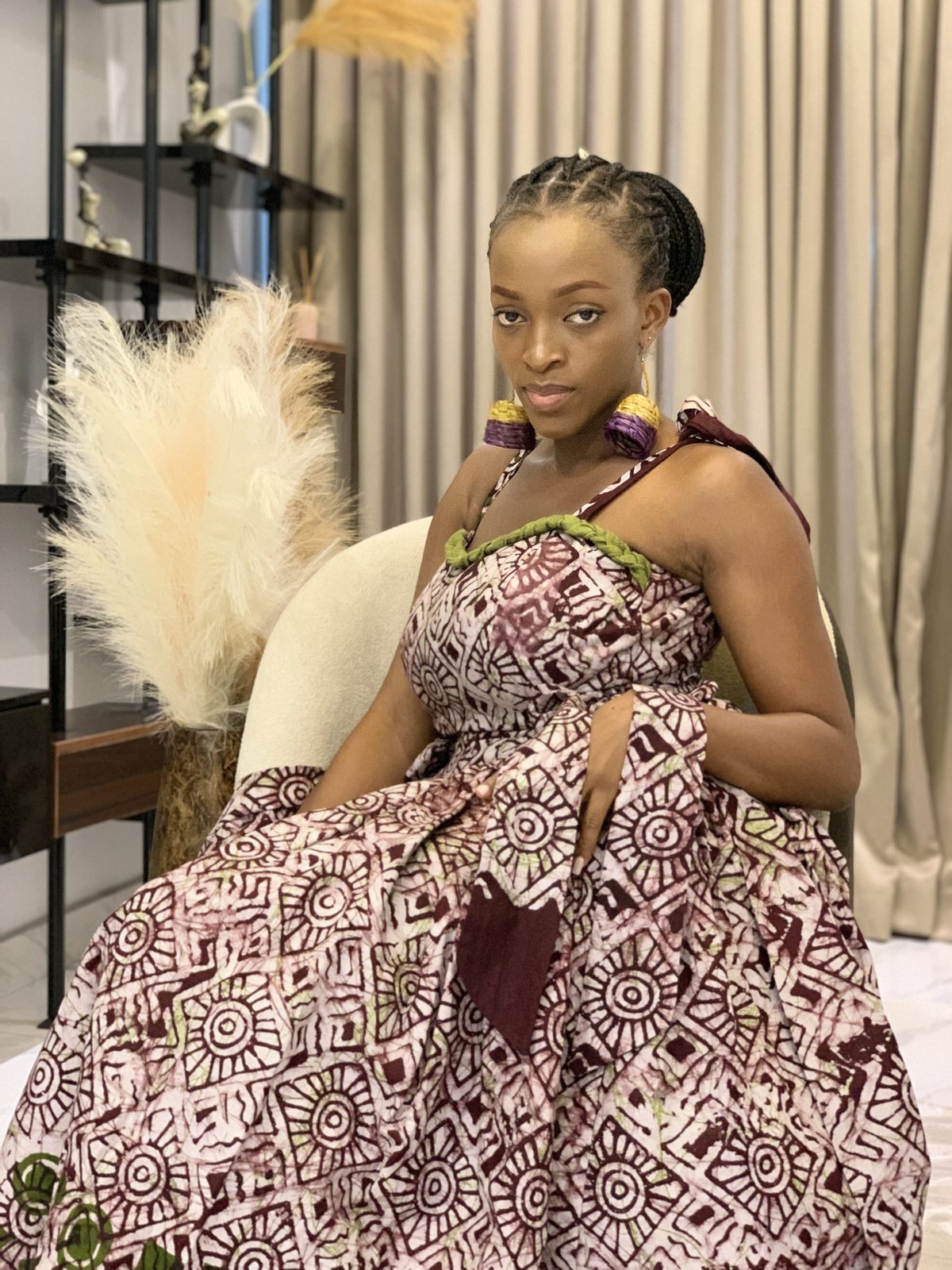 AFẸ́FẸ́ IV on model, braided Aṣọ-òkè neckline and tie straps